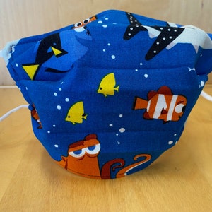 Finding Nemo Face Mask - Dory & Friends - 3 Layers, Adjustable Nose Bridge and Ear Loops, Washable