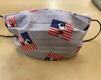 Snoopy Face Mask - Joe Cool Flag - 3 Layer Washable
