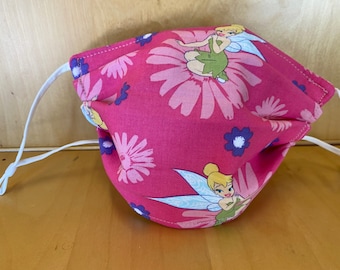 TinkerBell and the Sunflower Face Mask  - 3 Layers, Adjustable Nose Bridge & Ear Loop, Washable