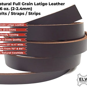Brown 5/6 oz. (2mm) Tooling Leather Belt/Strip/Straps 1/2" to 4" Wide, 68-72 Inches Long image 3