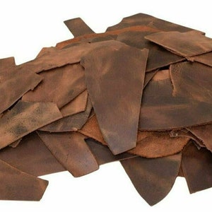 8 LB Scraps Tooling Crafts 100% Cowhide Full Grain Leather 5/6oz (2-2.4mm) Brown Colors