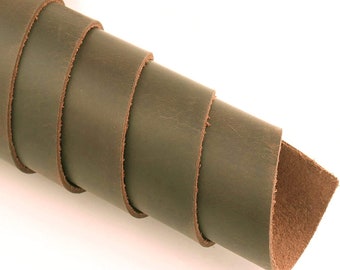 Cuero curtido con aceite ELW 5/6 OZ (2-2,4 mm) / Grano completo / Tamaños precortados de 6" a 48" / Cuero de vaca hecho a mano Perfecto para manualidades, costura,...