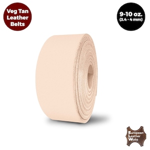 ELW 9-10 oz. (3.4-4mm) Vegetable Tanned Leather Blank Belt - Cowhide Full Grain Strip, Strap, Tooling, Dyeing. Molding. Engraving,DIY,Craft