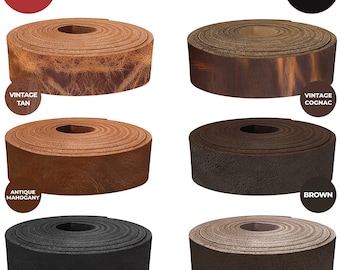 European Leather Works - Buffalo Belt Blanks 8-10 oz (3-4mm) 40-60" Leather Belt Straps/Strips 1/2“ to 8” Wide for Tooling, Holsters