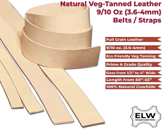 ELW Import Tooling Leather 9/10 oz Natural Belt Blanks/Strips/Straps f–