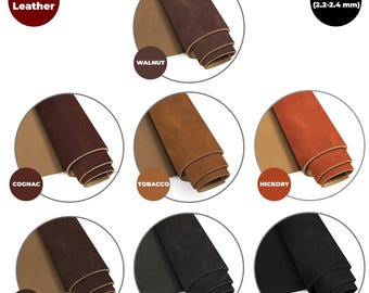 Hojas de cuero de búfalo ELW de 5-6 oz (2-2,4 mm) precortadas, finas y artesanales, de 6" a 48" / Hojas de cuero auténtico de grano completo