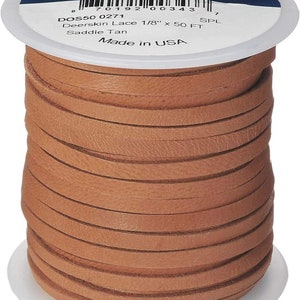 Realeather Deerskin Leather Lace | Size 1/8&quot; x 50&#39; (4.8mm x 15.24m) | 2/3 oz Thickness (.8-1.2mm)