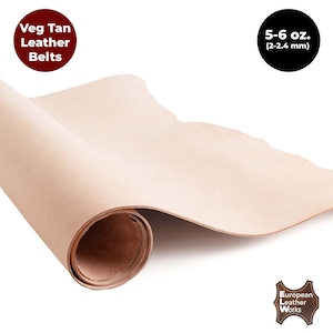 European Leather Work 5-6 oz. (2-2.4mm) Vegetable Tanned Leather Pre-Cut Full Grain Cowhide Leathercraft for Tooling, Engraving, Carving, Mo