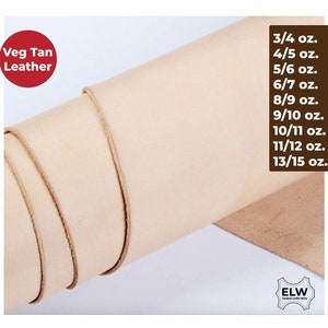 ELW Veg Tan Full Grain Tooling Leather 3/4oz 5/6oz 6/7oz 8/9oz 9/10oz 11/12oz 13/15oz (1mm-6mm) Weight Pre-Cut Squares 6" to 48"...