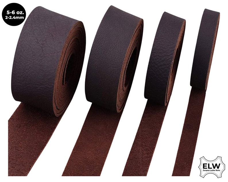 Brown 5/6 oz. (2mm) Tooling Leather Belt/Strip/Straps 1/2" to 4" Wide, 68-72 Inches Long image 1