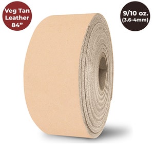 ELW 9-10 oz (3.6-4mm) Tooling Leather Vegetable Tanned 84&quot; Lengths Blank Belts Cowhide Full Grain Strip, Straps - DIY, Leathercraft