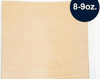 Cuero de vaca natural precortado de 61 x 61 cm (24" x 24"), 4 mm (8/9 oz), cuero de grano completo curtido vegetal para herramientas.