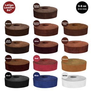 ELW Latigo Leather 5-6 oz. (2-2.4mm) 84" Length Belts, Straps, Strips, Full Grain Leather Cowhide DIY