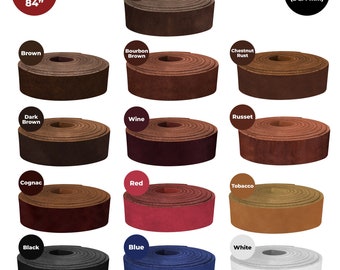 ELW Latigo Leather 5-6 oz. (2-2.4mm) 84" Length Belts, Straps, Strips, Full Grain Leather Cowhide DIY