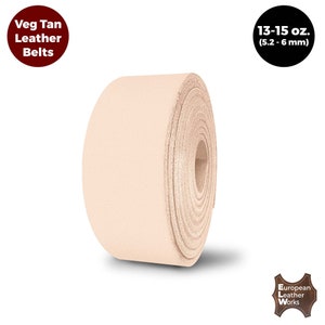 ELW 13-15oz. (5.2-6mm) Vegetable Tanned Leather Blank Belt - Cowhide Full Grain Strip, Strap, Tooling, Dyeing, Molding,Engraving, DIY, Craft