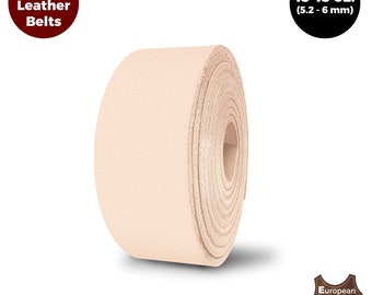 ELW 13-15oz. (5.2-6mm) Vegetable Tanned Leather Blank Belt - Cowhide Full Grain Strip, Strap, Tooling, Dyeing, Molding,Engraving, DIY, Craft