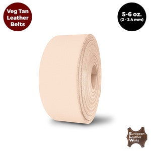 ELW  Vegetable Tanned Leather Blank Belts - 5-6 oz (2-2.4mm) Thickness - Cowhide Tooling Leather Full Grain Straps, Molding, Dyeing,Carving,