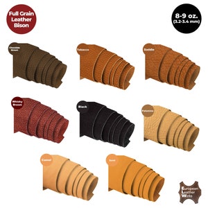 ELW Genuine American Leather Bison 8-9 oz (3.2-3.4mm) Pre-Cut - Full Grain Leather  Bison Hide Craft Projects, Bag, Chap, Motorcycle