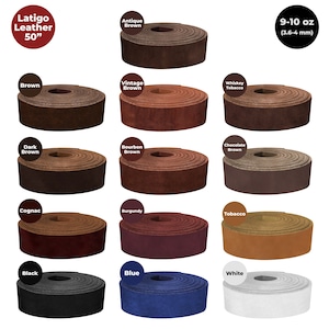 ELW 9-10 oz (3.6-4mm) Latigo Leather Straps Belt Grade 50&quot; Cowhide Strips Heavy Duty Holsters, Sheathes, Harness, Saddle, Armor, Collars