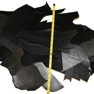 5 LB Scrap Leather Cowhide 7-10oz Assorted Sizes Black Vegetable Tanned