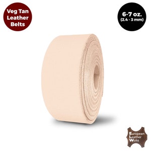 ELW 6-7 oz. (2.4-3mm) Vegetable Tanned Leather Blank Belt - Cowhide Full Grain Strip, Strap, Tooling, Dyeing. Molding. Engraving, DIY, Craft