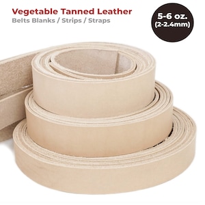 ELW Cinghie in pelle conciata al vegetale, strisce di cuoio pieno fiore, spessore 5-6 oz (2-2,4 mm) / misure da 1/2" a 4" / per lavorazione, lavorazione, tintura