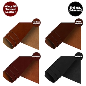 European Leather Work Oil Tanned Waxy Finish Leather 5-6 oz (2-2.4mm) Full Grain Cowhide Handmade Leather for DIY, Crafts, Sheaths, Sewing