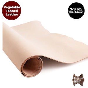 European Leather Work 7-9 oz (2.8-3.6 mm) Vegetable Tanned Pre-Cut Full Grain Cowhide Leather for Tooling, Engraving, Crafting, Molding