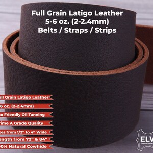 Brown 5/6 oz. (2mm) Tooling Leather Belt/Strip/Straps 1/2" to 4" Wide, 68-72 Inches Long image 2