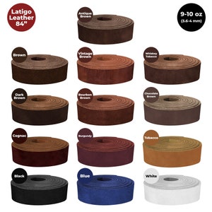 ELW 9-10 oz (3.6-4mm) Latigo Leather Straps Belt Grade 84&quot; Cowhide Strips Heavy Duty Holsters, Sheathes, Harness, Saddle, Armor, Collars