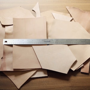 4 LB Vegetable Tan Tooling Cowhide Leather Scraps Light 3-6 oz. (1-2.4mm) Thick