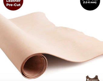 May include: A roll of light brown veg tan leather pre-cut for crafting projects. The leather is 3-15 ounces (1.2-6 mm) thick. European Leather Works.