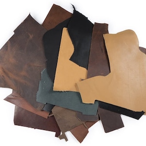 2 lb box Leather Scraps 4-6 Oz (1.8-2.8mm) Earth Tone Color Mix