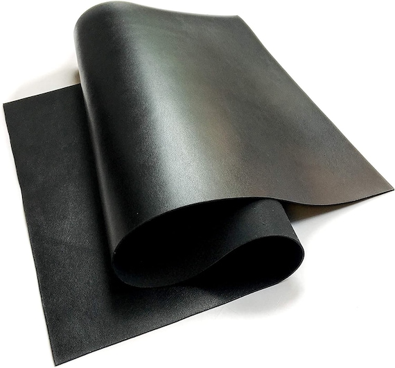 Real Genuine Black Calf Hide Leather: 4-6 oz. (1.8-2.4mm)Thickness Weight Leather Cow Hide Black Leather Sheets for Crafting and Cricut...