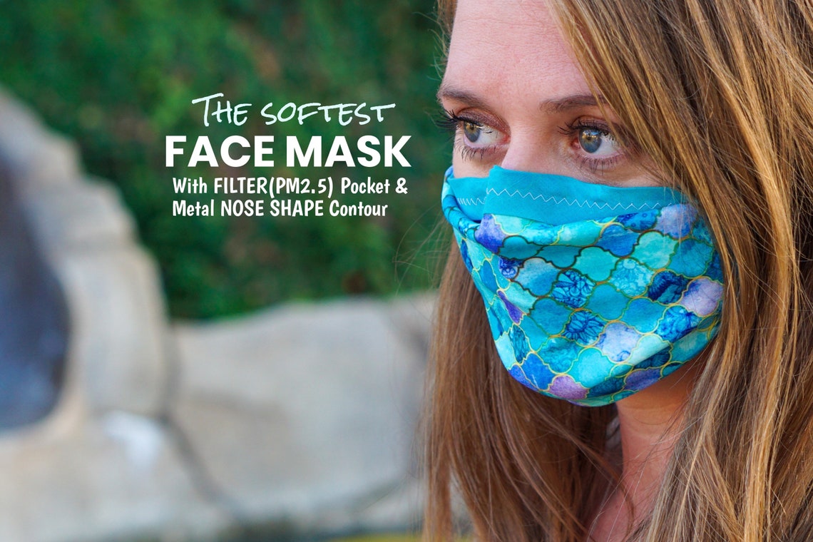 3 Layer Super Soft Face Mask w/ FilterPM2.5 & Metal Nose Etsy