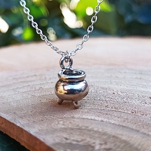 Tiny Cauldron Pendant Necklace: Silver Witchy Charm
