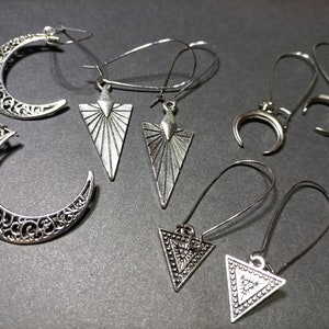 Lunar Witch Earrings: Stainless Steel Celestial Goddess Jewelry