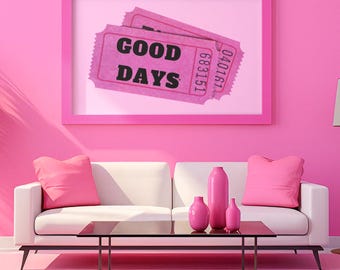 GOOD DAYS Contemporary Wall Art, Funky Wall Art, Colorful Gallery Wall Art Print, Digital Download & Print