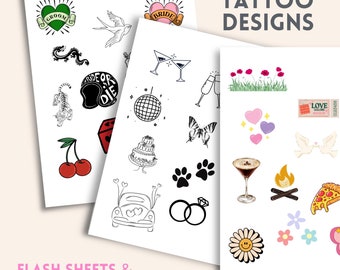 Wedding Temporary Tattoo Designs: Fun Girly Theme (Digital PDF)