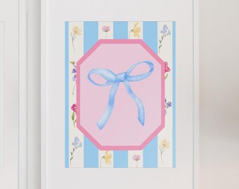 Floral Bow Girl's Room Art: Colorful Stripes Print (Digital Download, 8x10 PDF/JPG File)