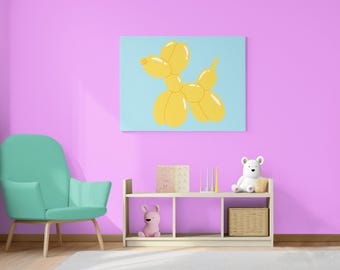 Yellow Balloon Animal Dog Print: Funky Eclectic Wall Art (Digital Download, 6x4in PDF/JPG
