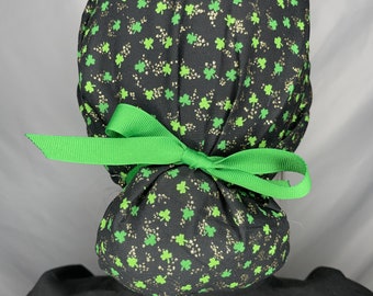 Lucky Me Scrub Cap // with buttons // ponytail scrub cap // long hair scrub hat // scrub cap for women // surgical scrub cap // PPE