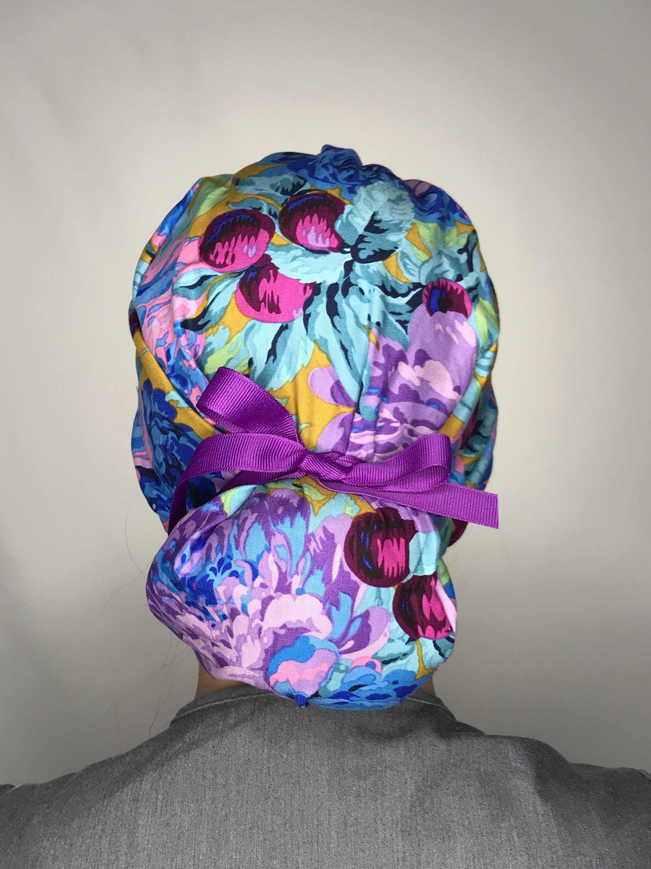 Chloe Scrub Cap // With Buttons // Ponytail Scrub Cap // Long Etsy