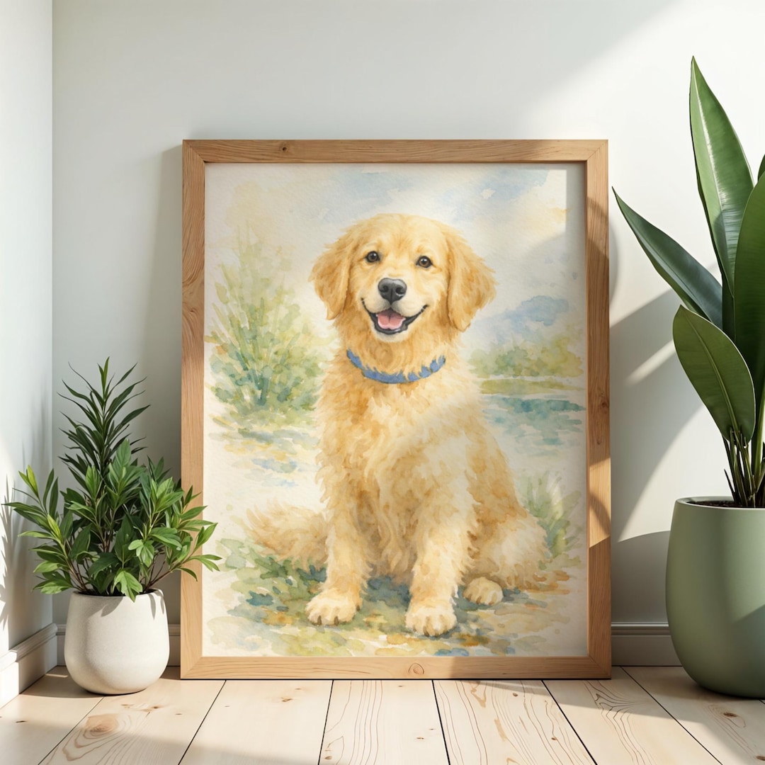 Golden Retriever Watercolor Art Print | Dog Lover Wall Decor (digital ...