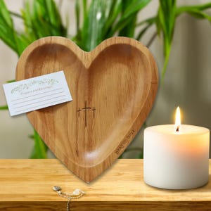 Handgefertige Holz-Gebetsschale mit Kreuzgravur + 24 GRATIS Karten Deko Geschenk für Wohnzimmer, Gebetsraum, Feiertage, Spirituell Rustikal