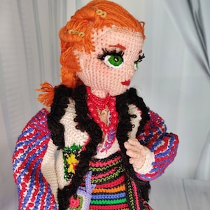 Hutsulka doll in traditional Ukrainian clothes, from the Ukrainian mountain region, handmade collection doll, doll in an embroidered shirt.