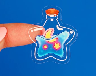 Magic Potion Vinyl Sticker | Star and Moon Clear Decal