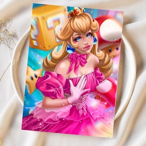 Princess Peach Inspired Art Print | Video Game themed art prints | Nintendo Games