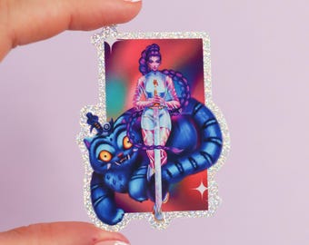 Rumi & Derpy Tiger Glitter Sticker | Waterproof Vinyl Decal