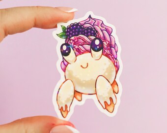 Blackberry Dessert Hermit Crab Sticker | Glossy Holographic, Waterproof Vinyl